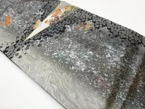 蝶に花葉・桜尽くし模様織出し名古屋帯